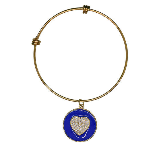 Bracelet Adjustable CZ Pave Heart on Enamel