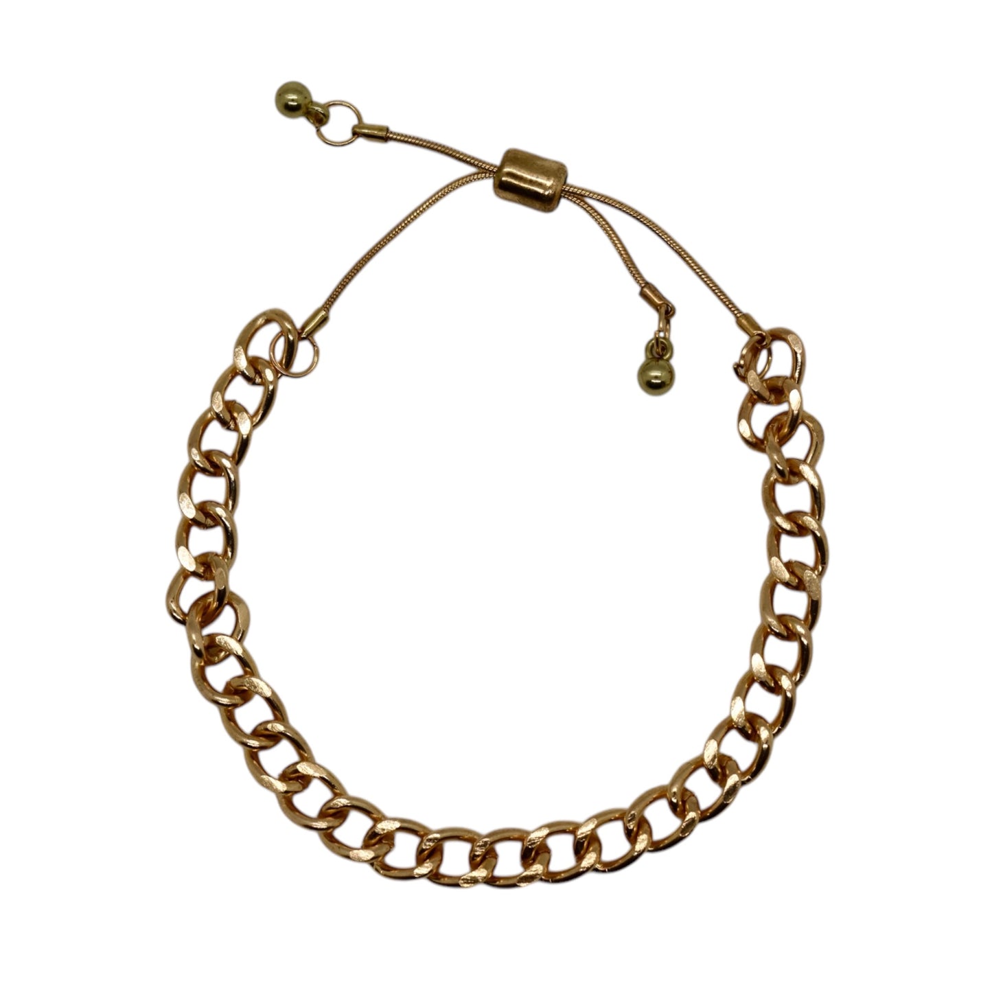 Bracelet Adjustable Classic Medium Link Chain Shiny Gold