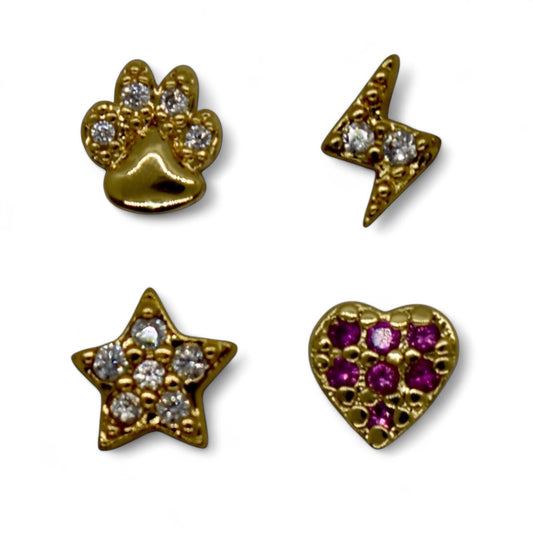 Floating Locket Charms Shapes Gold